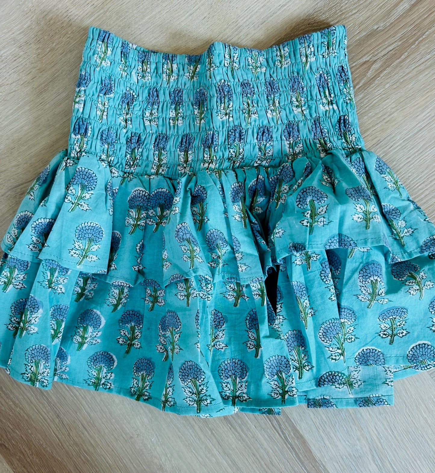 Mini Skirt - Green with Purple Flower