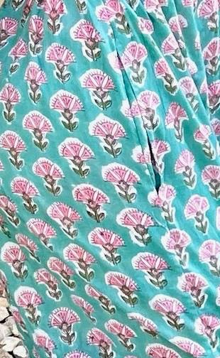 Short Skirt - Green with Pink Flower